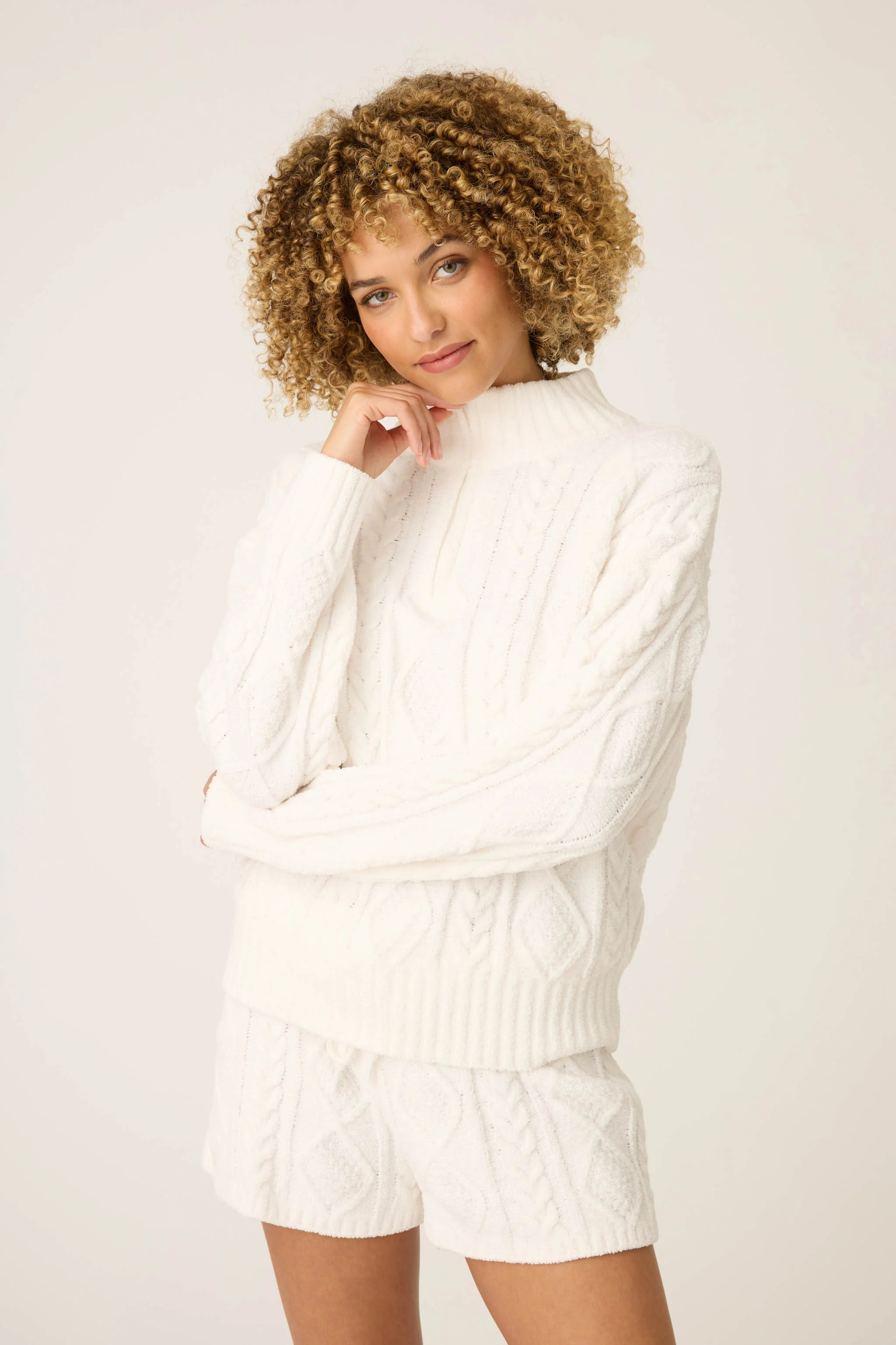 Chenille Cable Knit Quarter Zip Sweater - Image 2