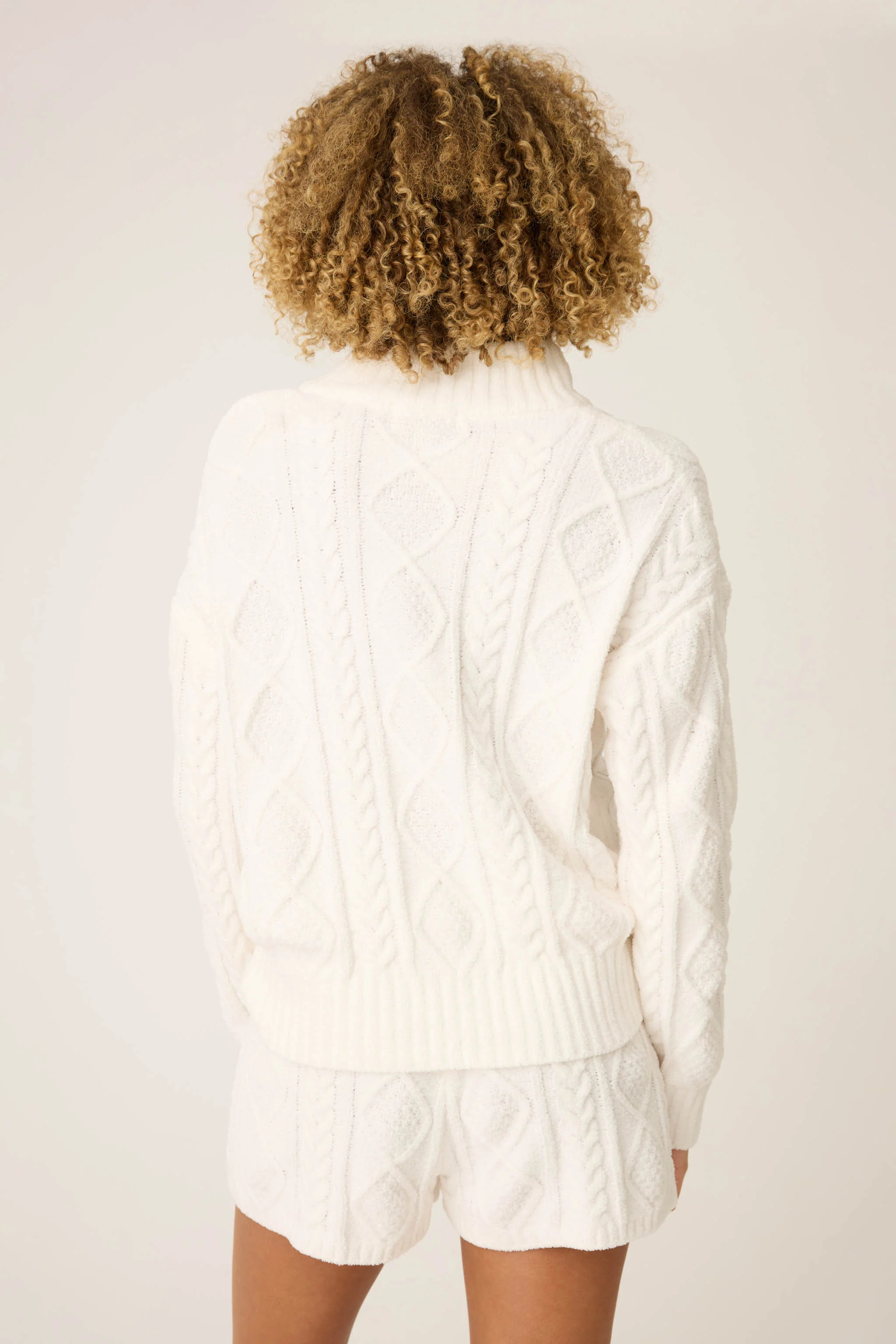 Chenille Cable Knit Quarter Zip Sweater - Image 5