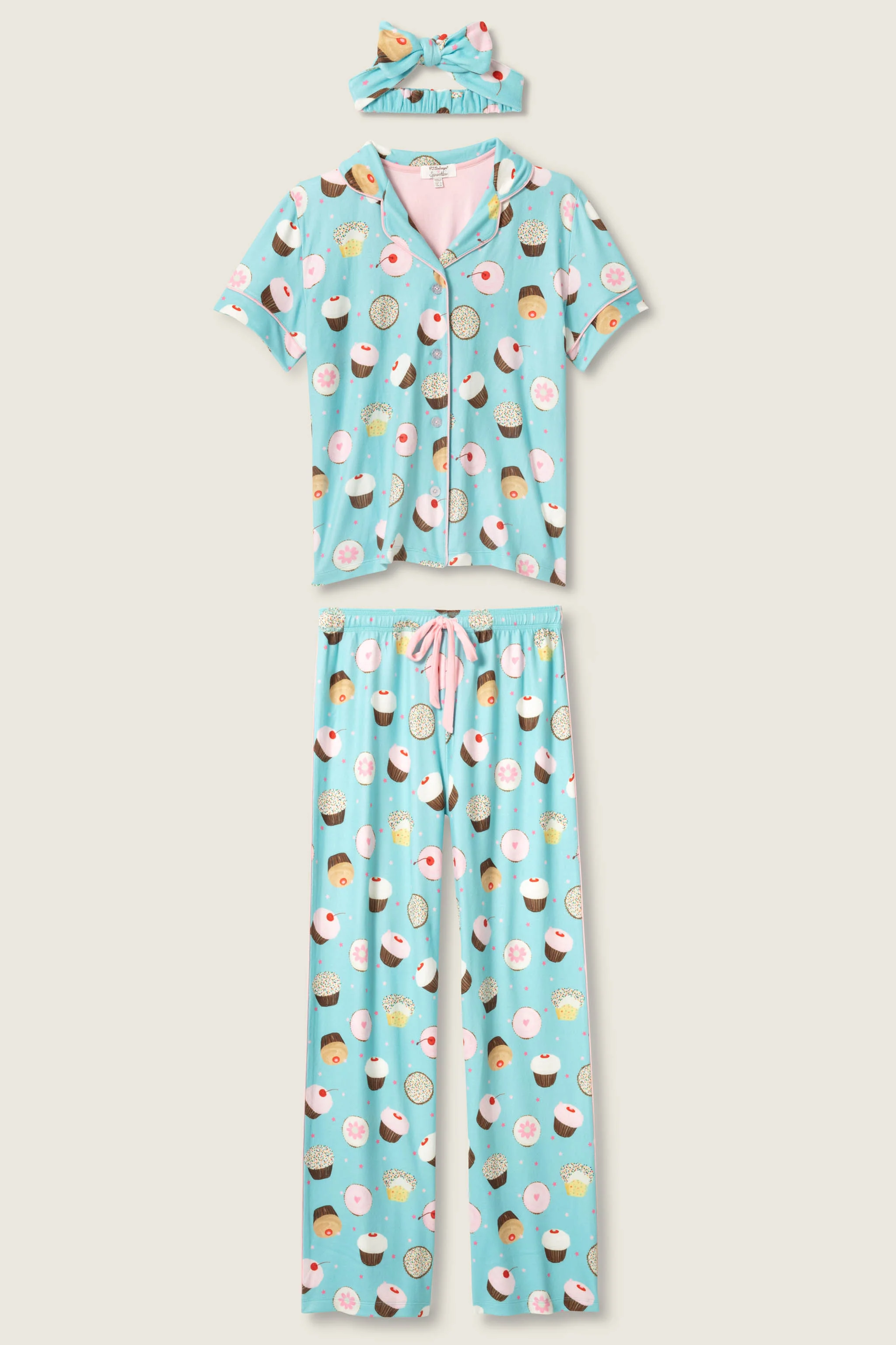 Sweet Life Cupcake Print 3-Piece Plus Size PJ Set - Image 6