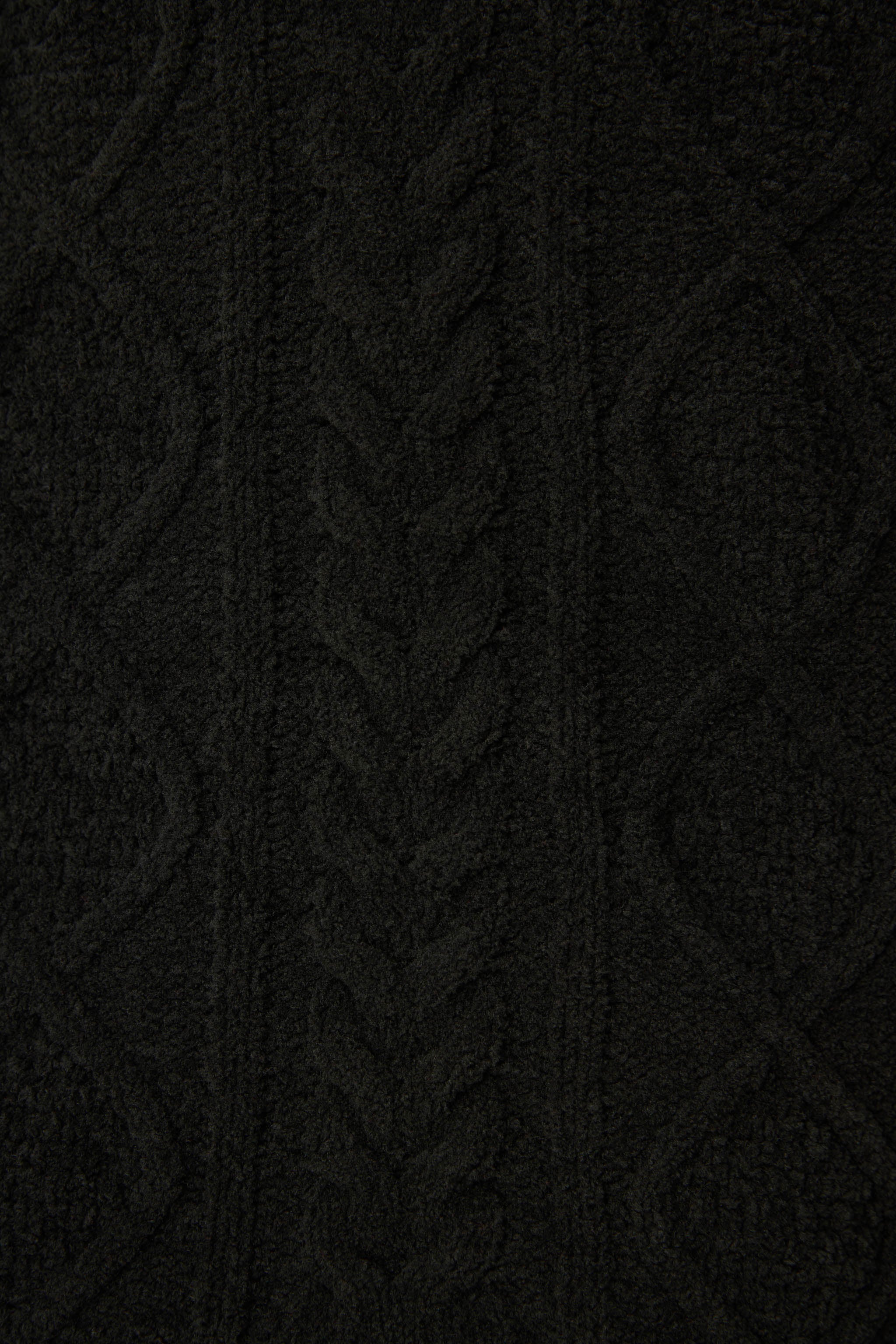 Chenille Cable Knit Black Hoodie - Image 6