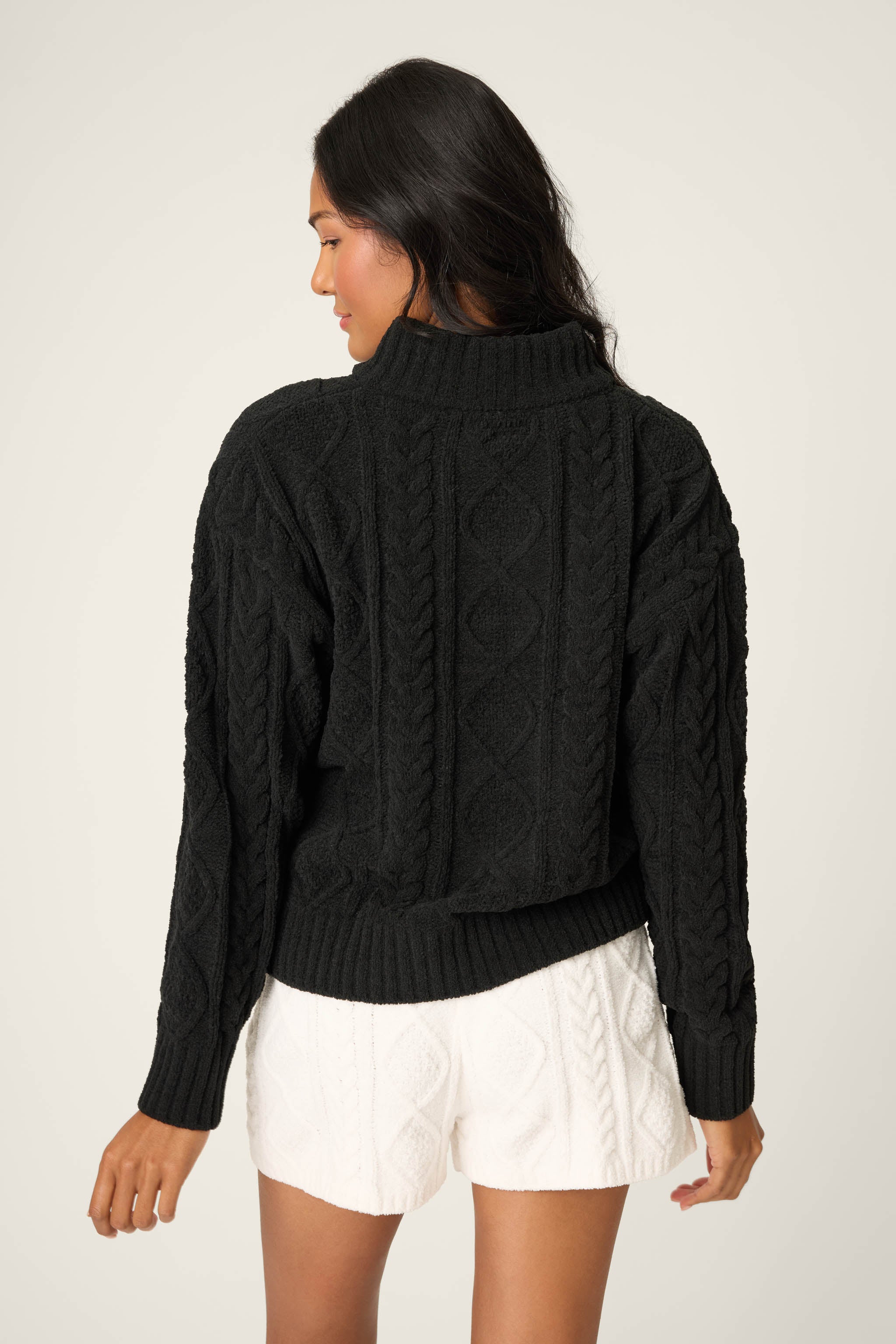 Quarter Zip Chenille Cable Knit Top - Image 4