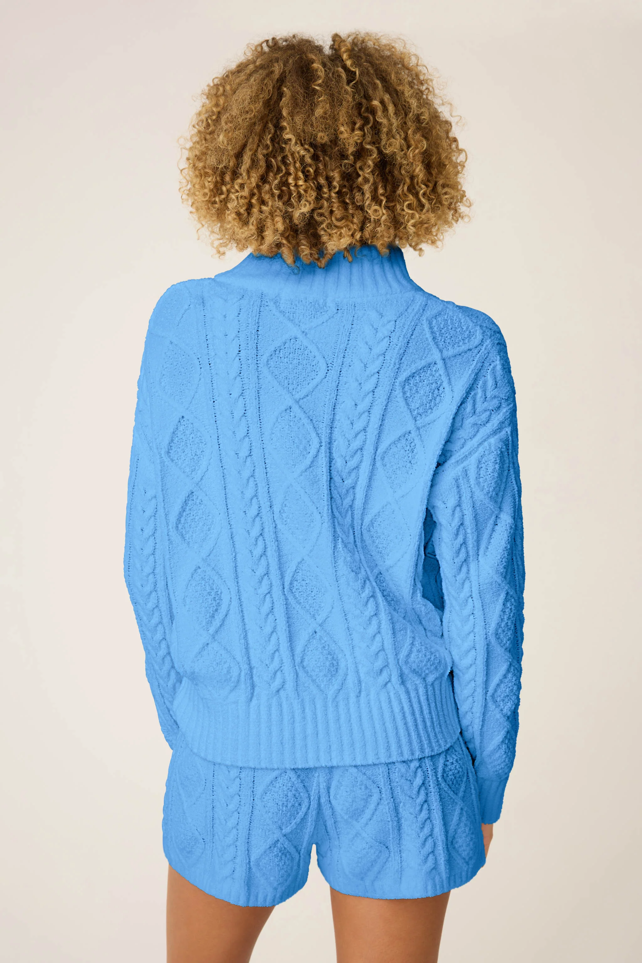 Quarter Zip Chenille Cable Knit Top - Image 5