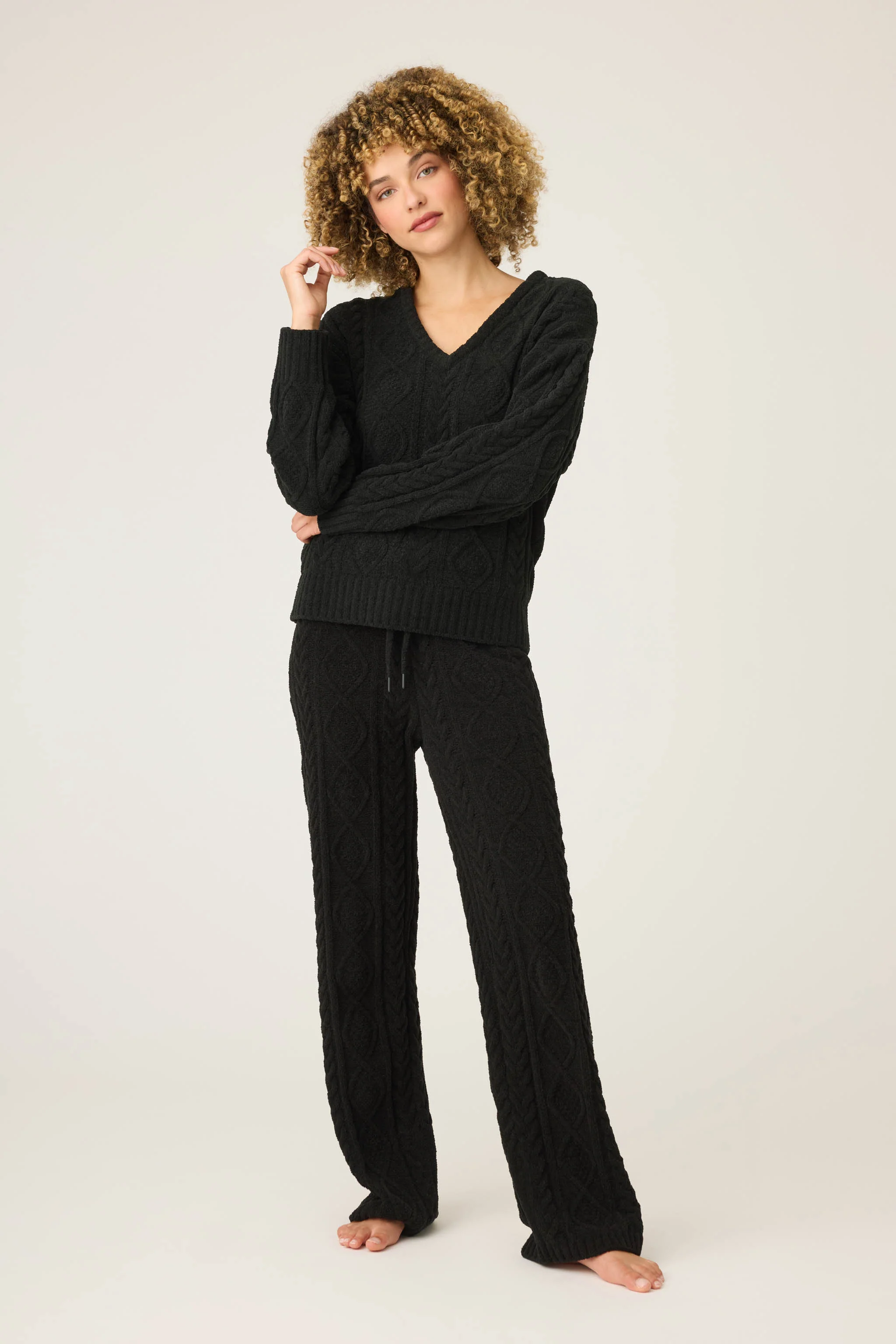 Chenille Cable Knit Long Sleeve Top - Image 3