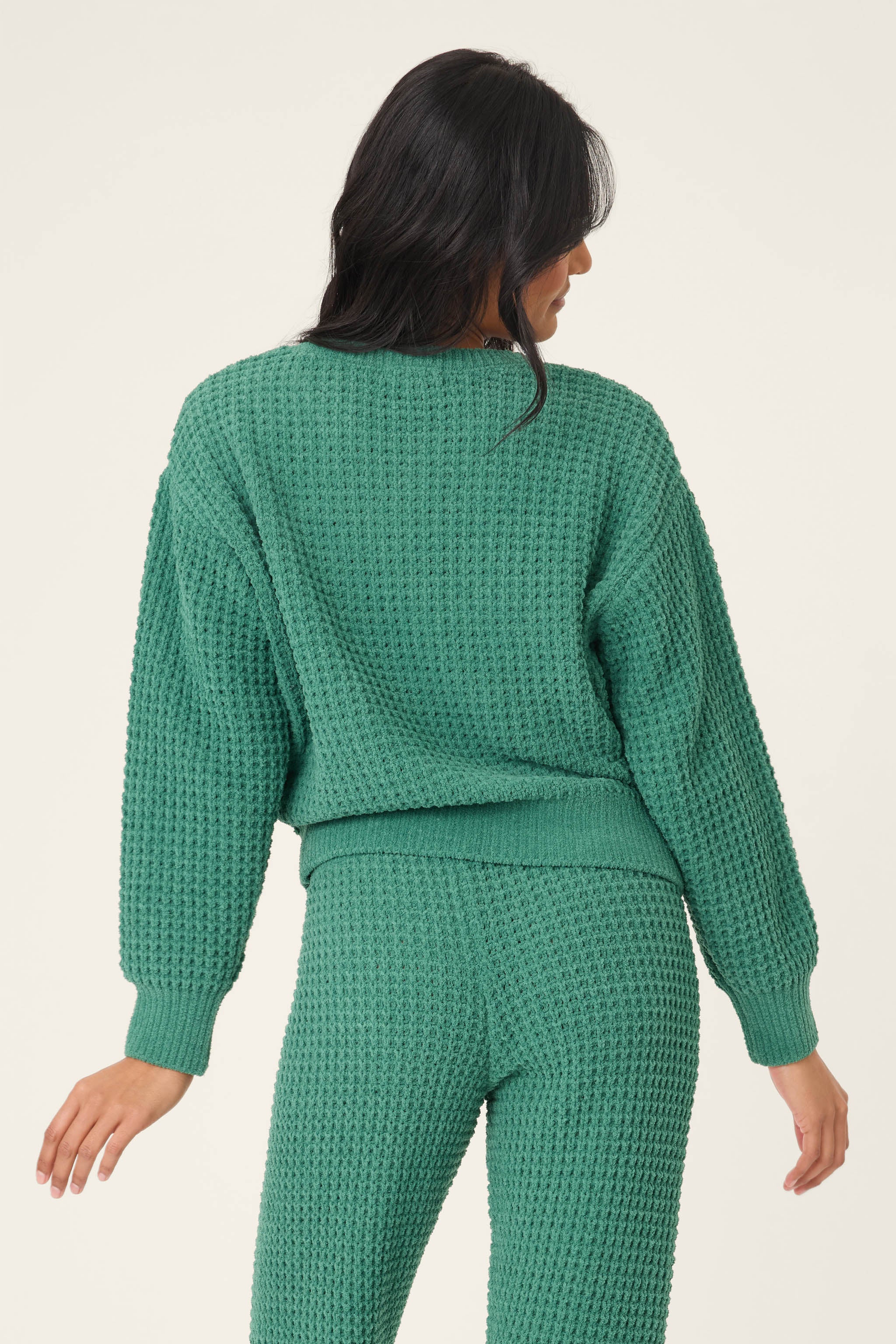 Chenille Waffle Long Sleeve Forest Top - Image 2
