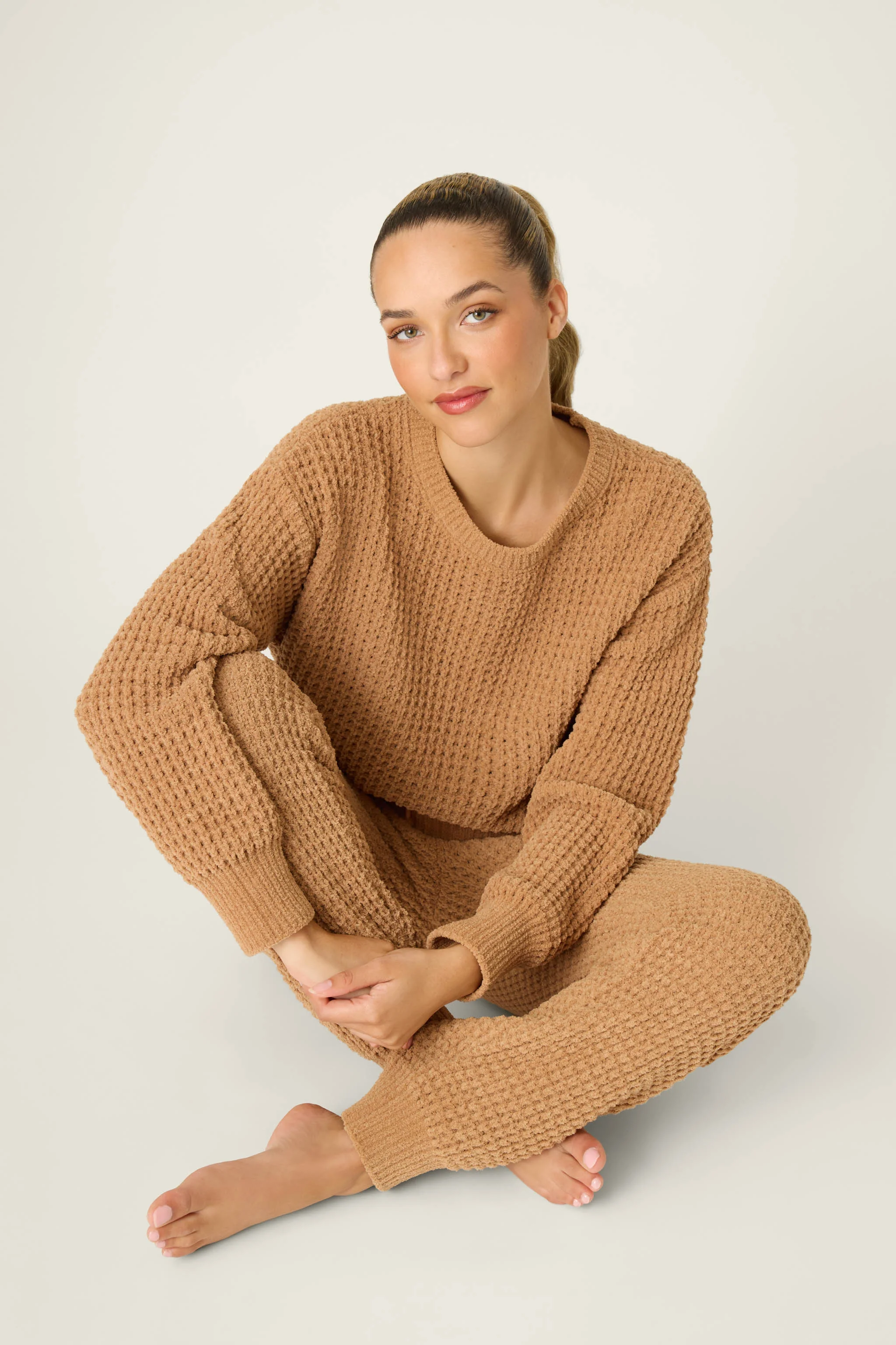 Chenille Waffle Caramel Lounge Set - Image 3