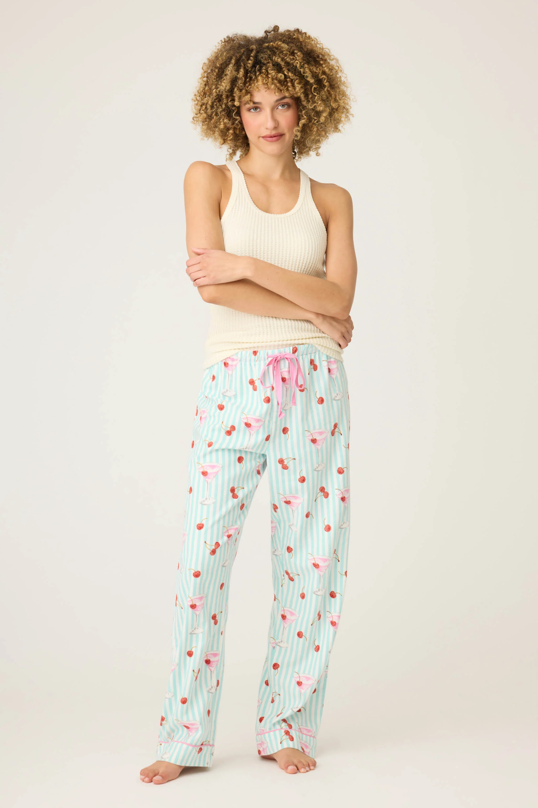 Ma Cherie Cherry Print Flannel Pants - Image 3