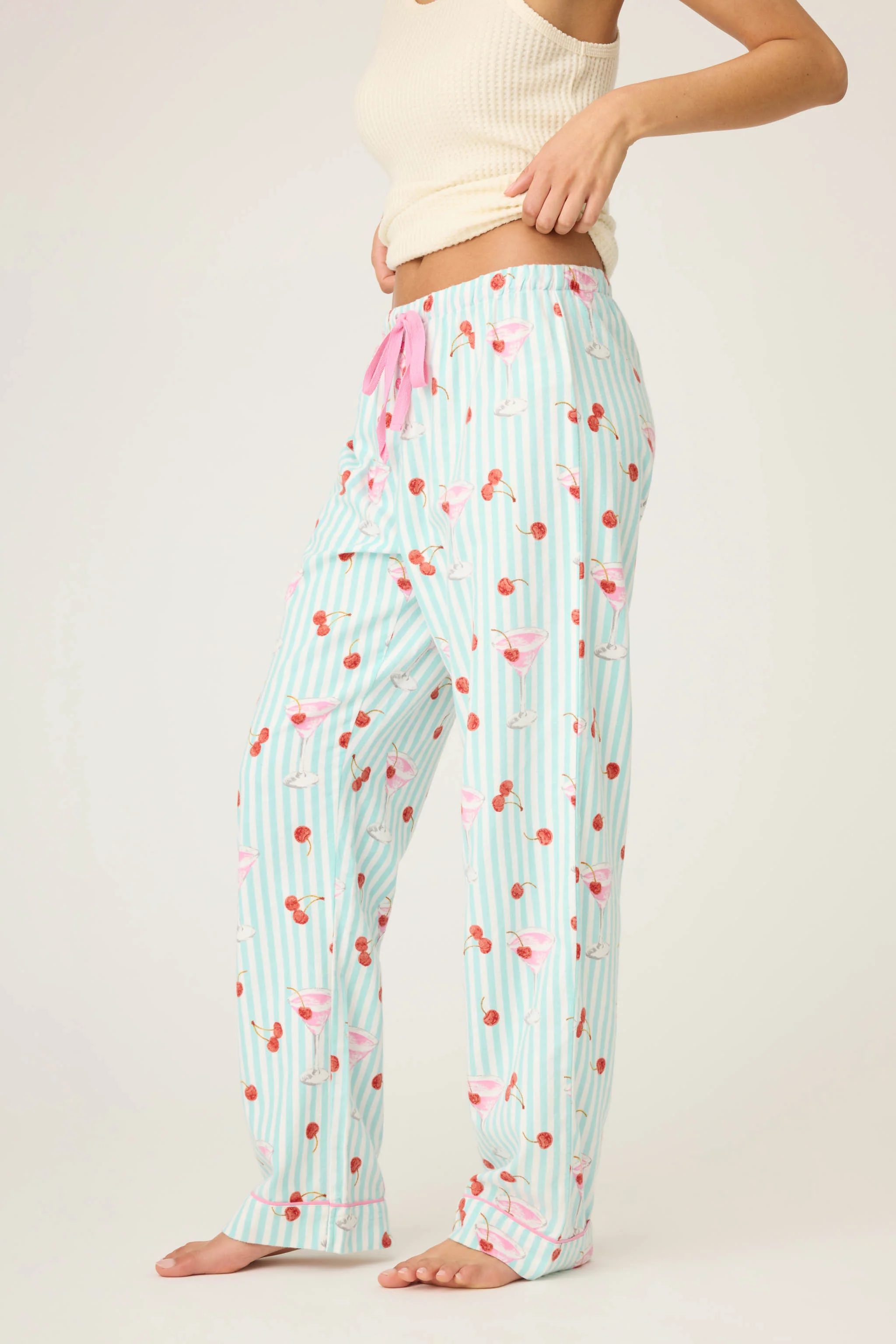 Ma Cherie Cherry Print Flannel Pants - Image 5