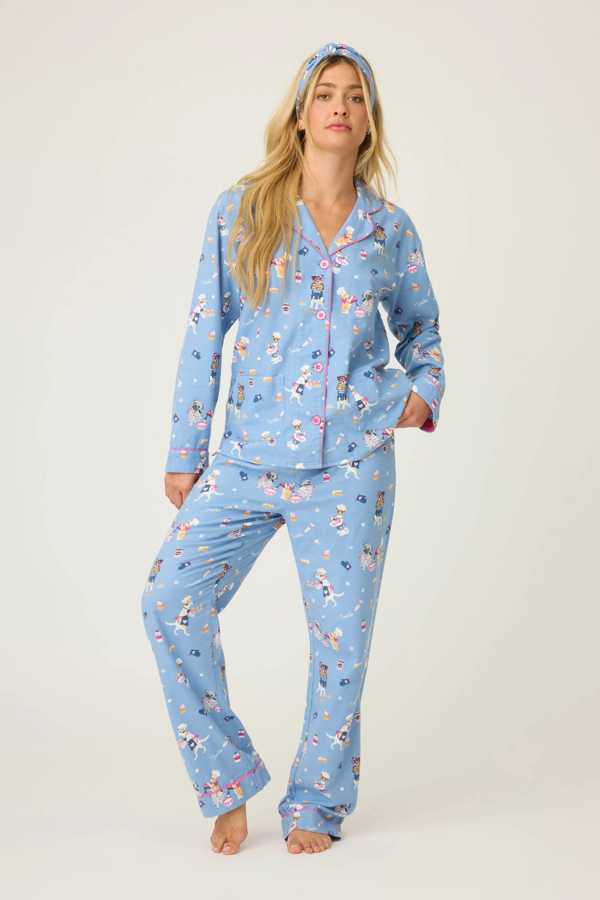 Baked Woof Love Dog Print 3-Piece Flannel PJ Set - Image 3