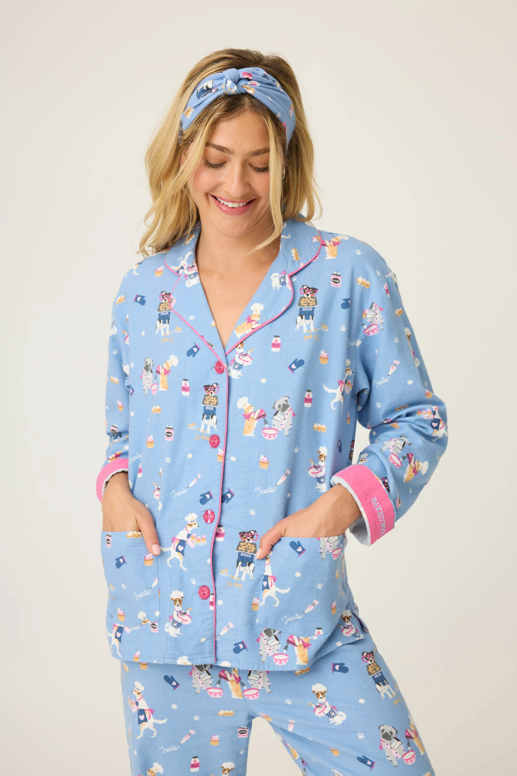 Baked Woof Love Dog Print 3-Piece Flannel PJ Set - Image 6