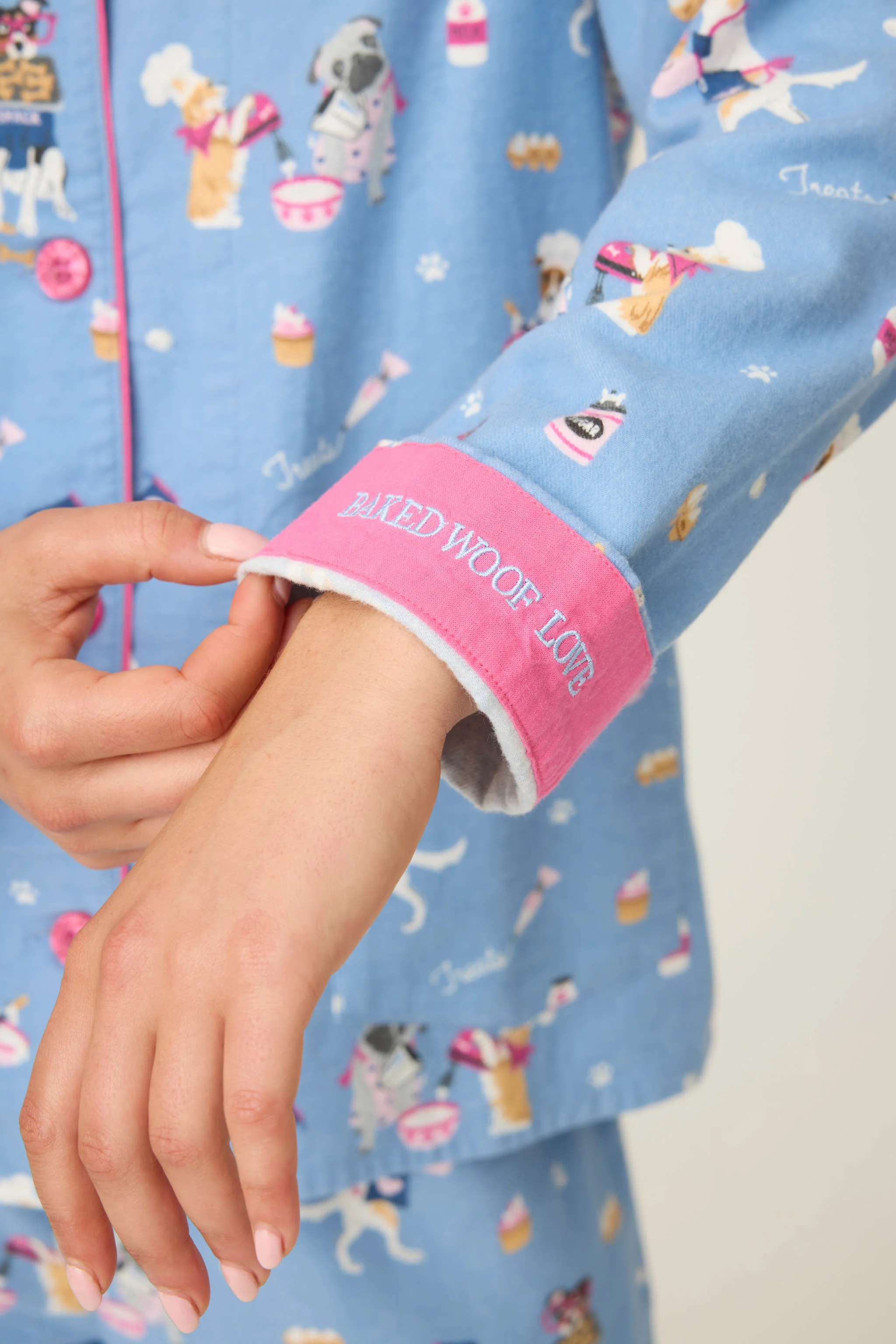 Baked Woof Love Dog Print 3-Piece Flannel PJ Set - Image 7