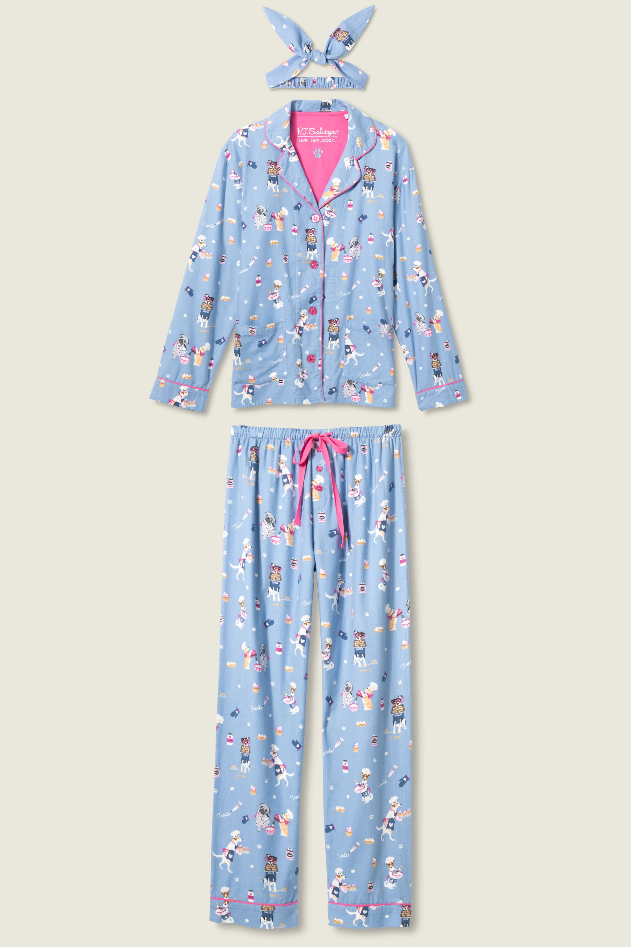 Baked Woof Love Dog Print 3-Piece Flannel PJ Set - Image 8