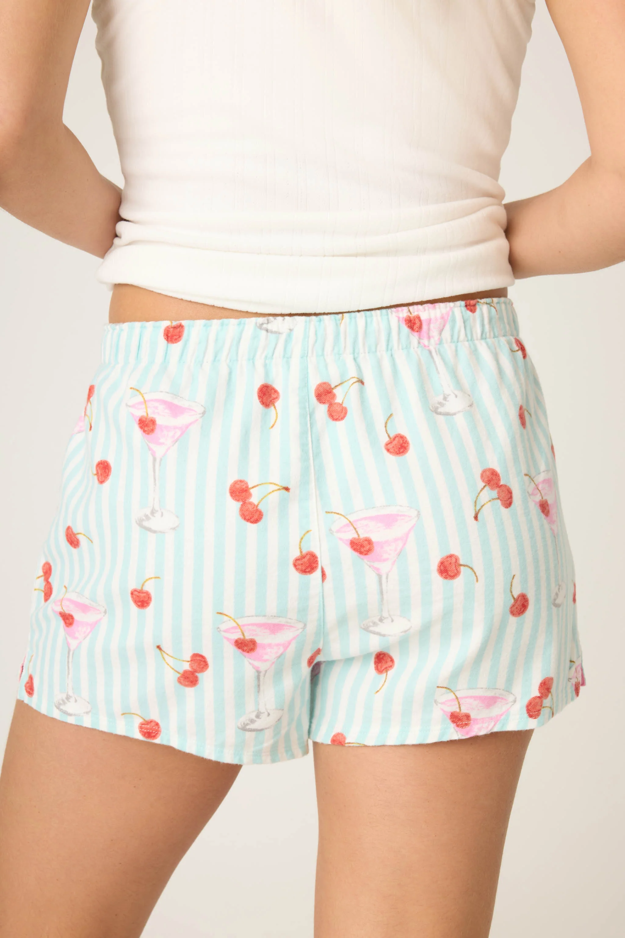 Ma Cherie Cherry Print Flannel Shorts - Image 4