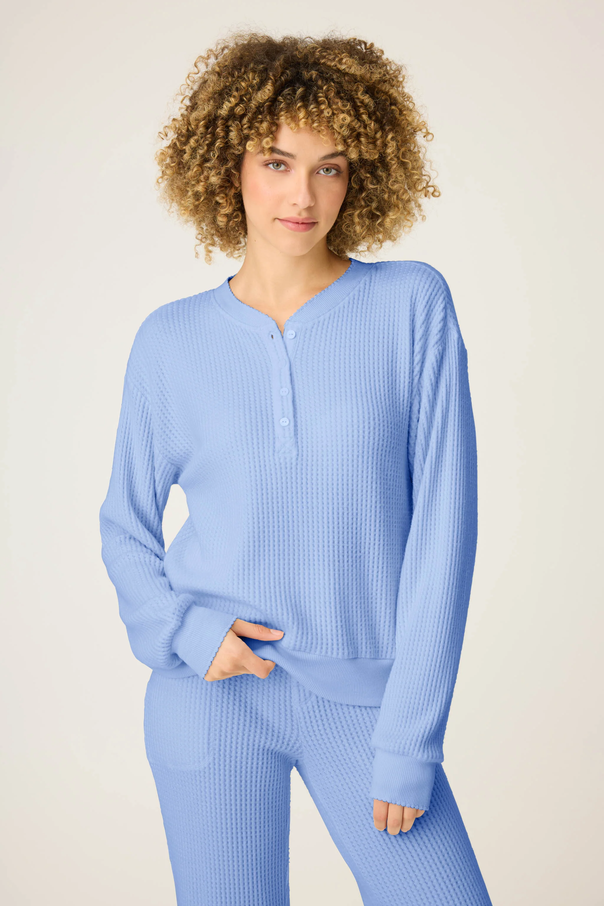 Morning Waffles Peri Long Sleeve Top - Image 2
