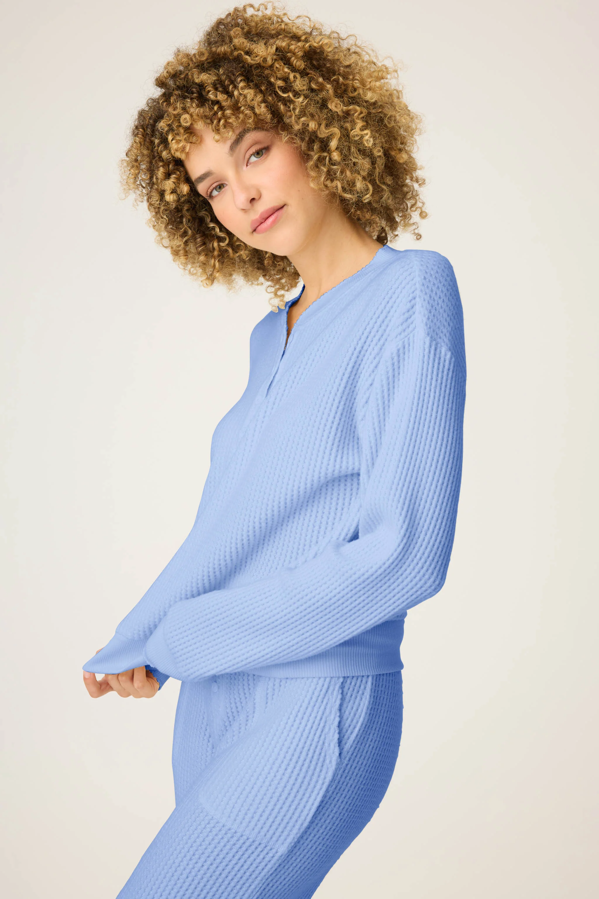 Morning Waffles Peri Long Sleeve Top - Image 5