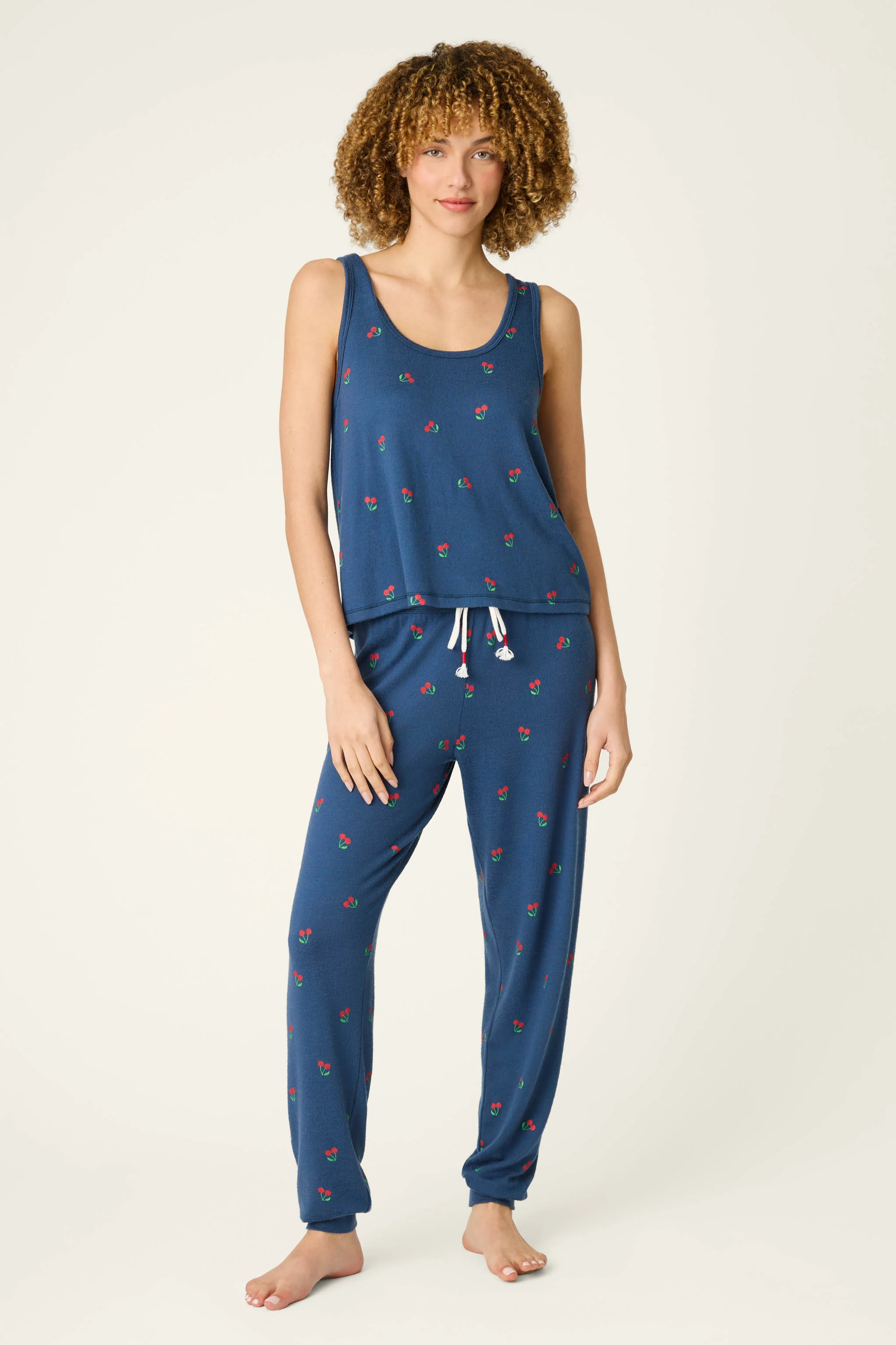 Star Spangled Summer True Navy Cherry Print PJ Set - Image 2