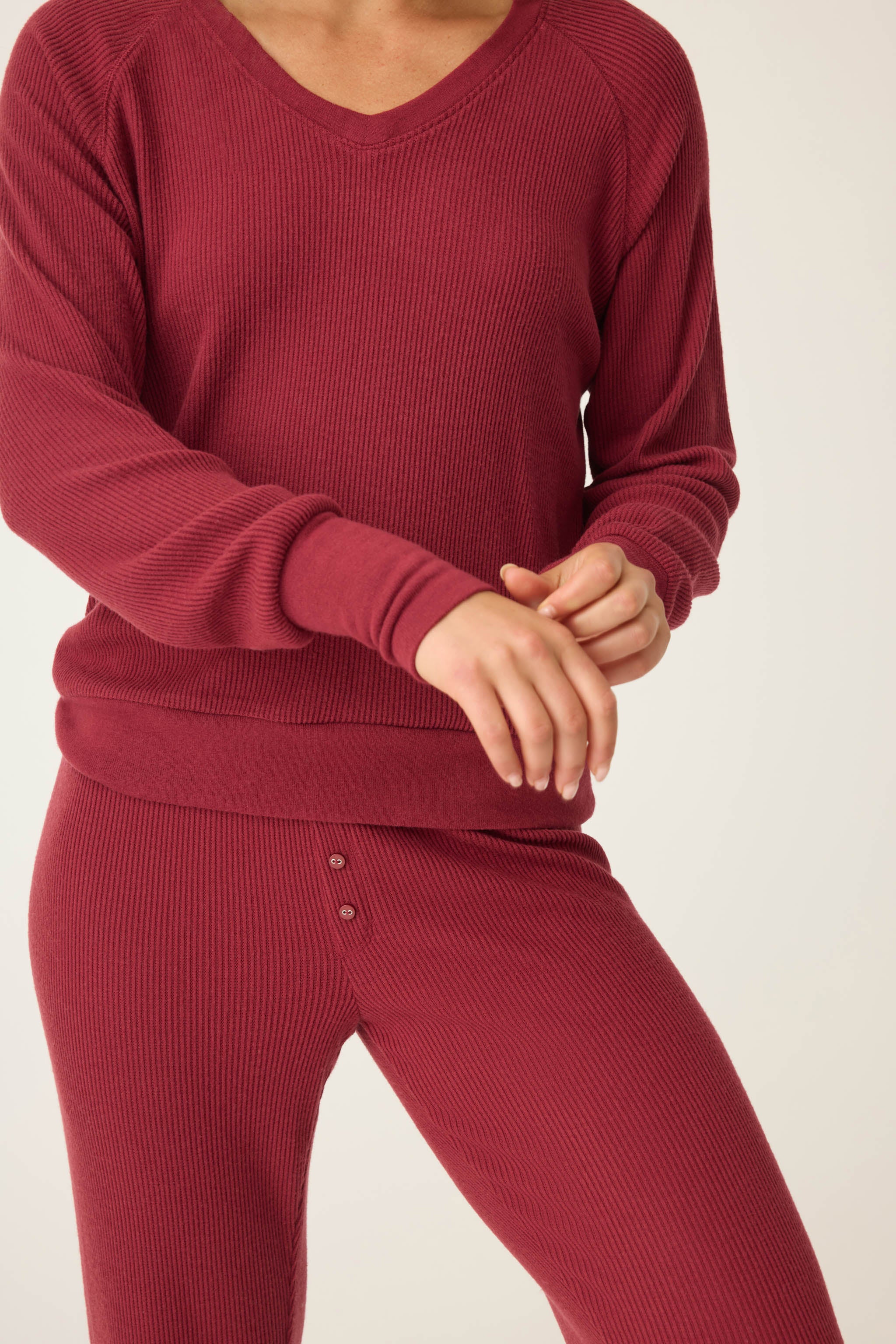 Textured Essentials Port Long Sleeve Top - Image 6