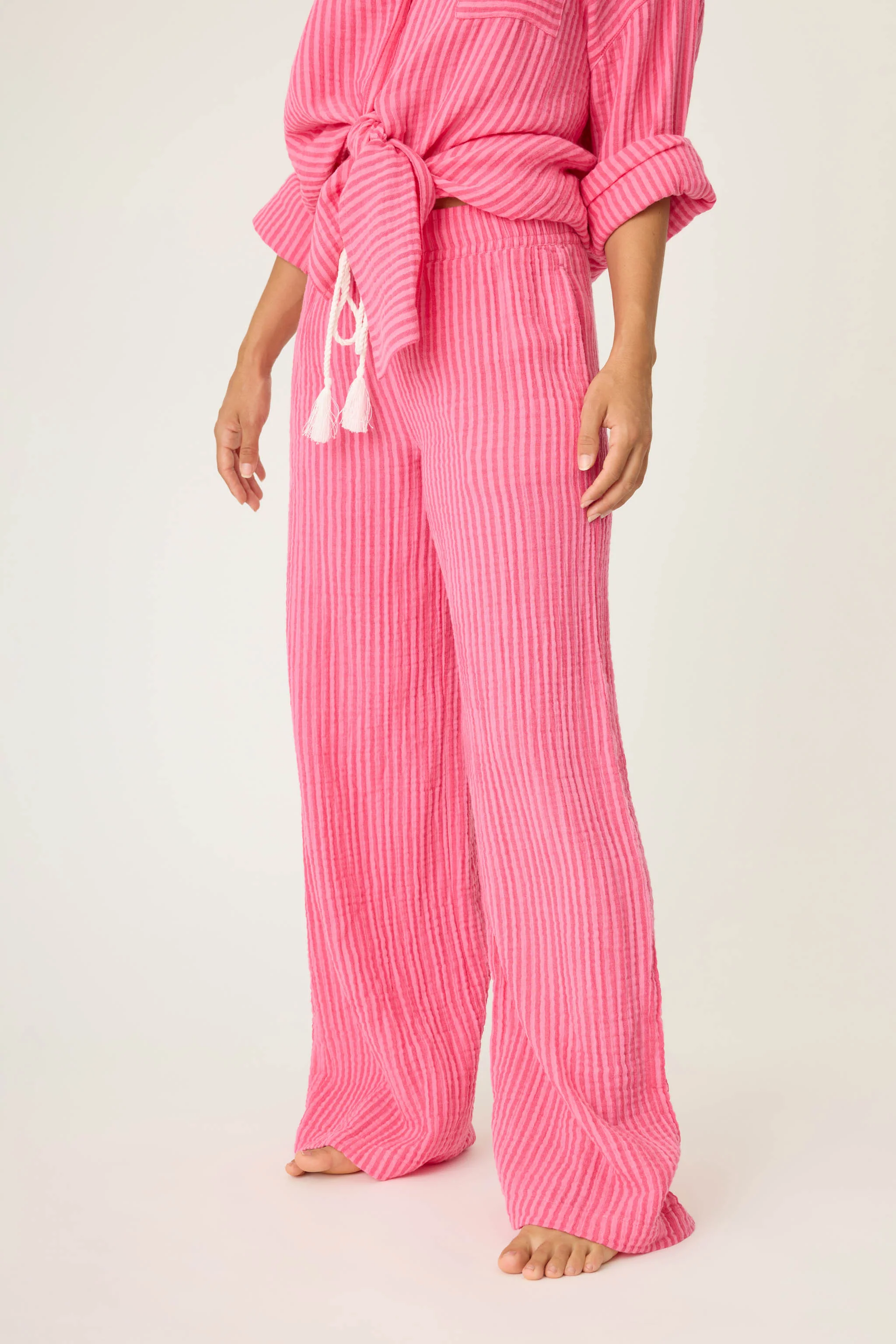 Back From The Beach Striped Gauze Pants - Image 4