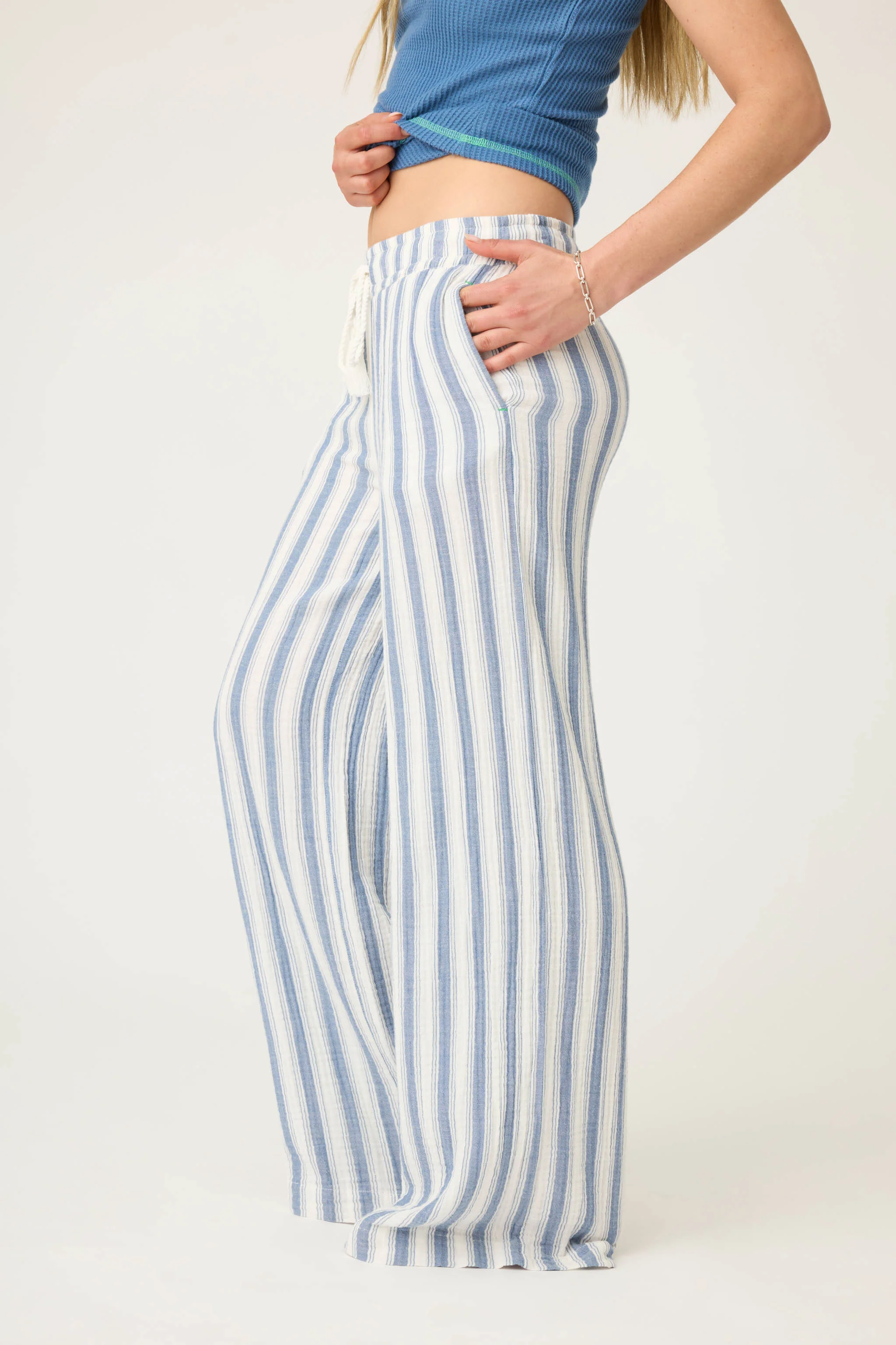 Back From The Beach Striped Gauze Pants - Image 5