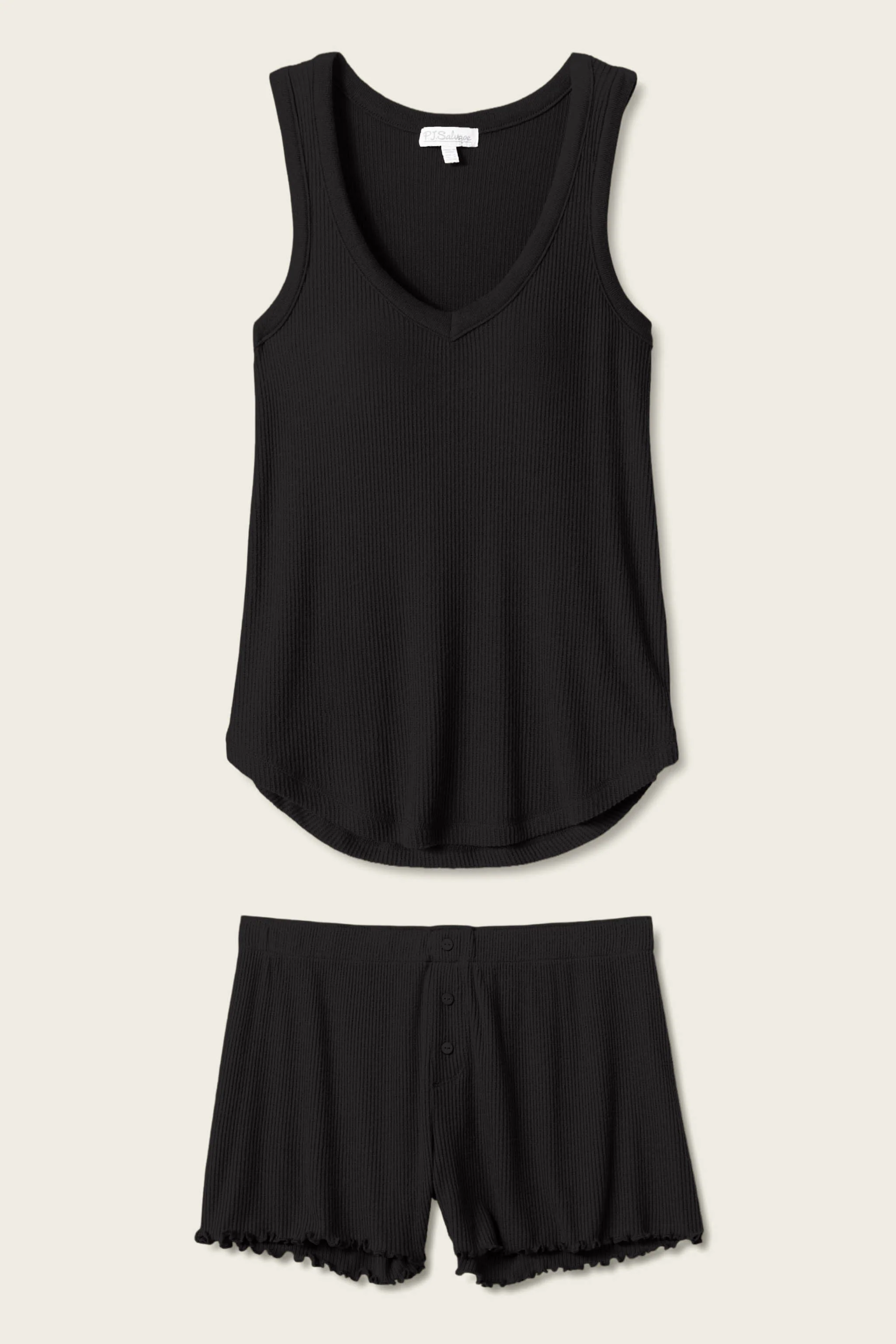 Textured Essentials Black Short PJ Set - Image 6