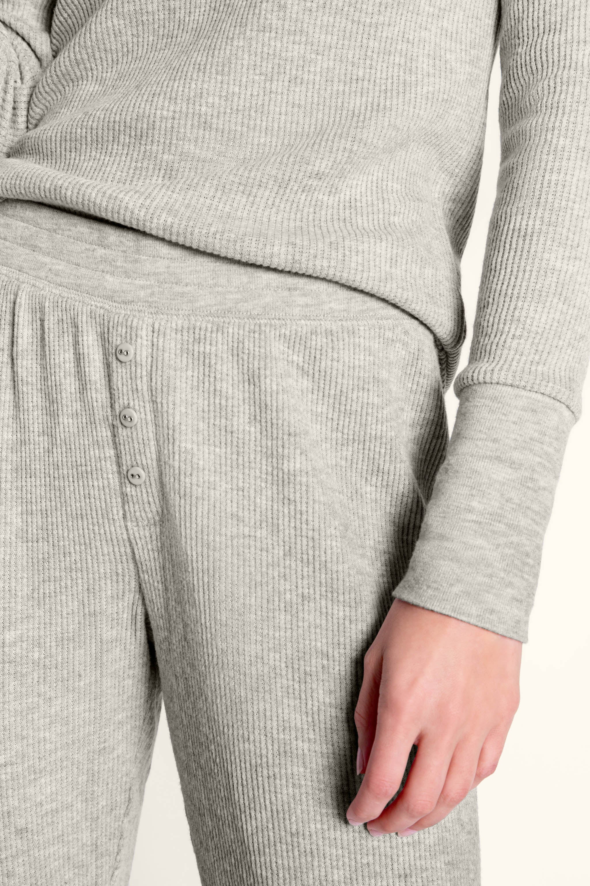 Textured Essentials Heather Grey Long PJ Set - Image 4