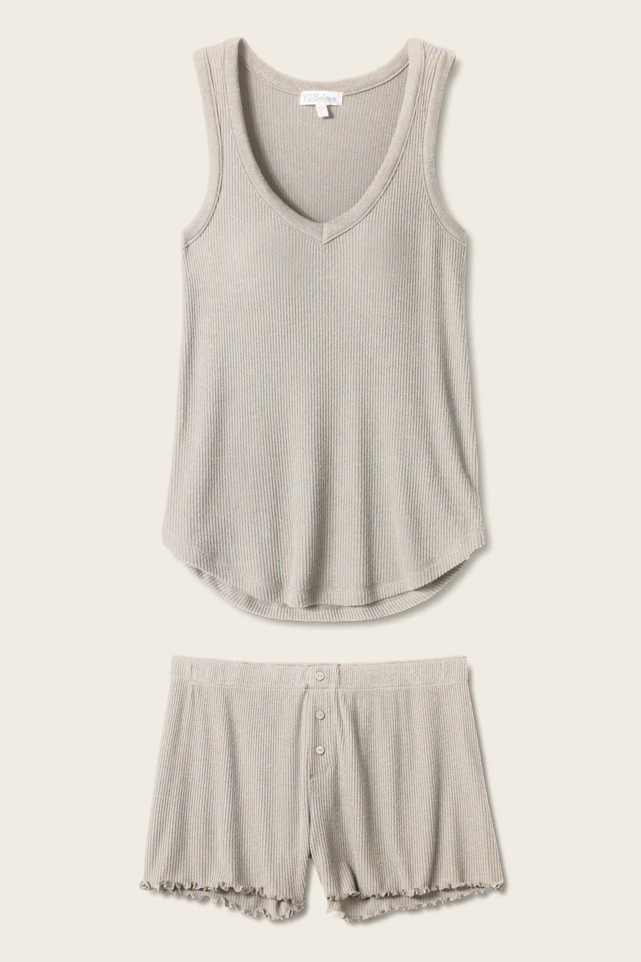 Textured Essentials Heather Grey Short PJ Set - Image 5