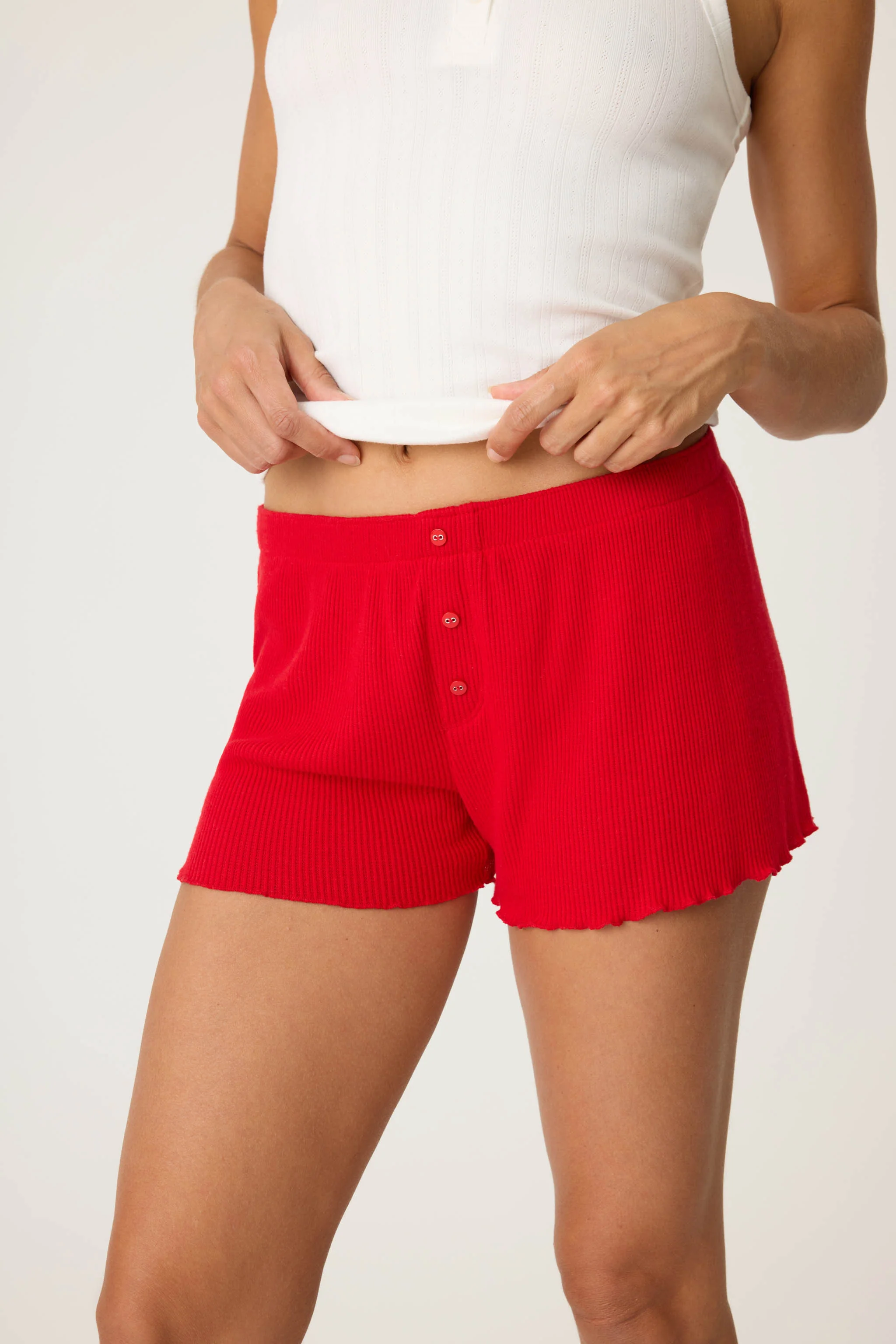 Textured Essentials Red Shorts - Image 5