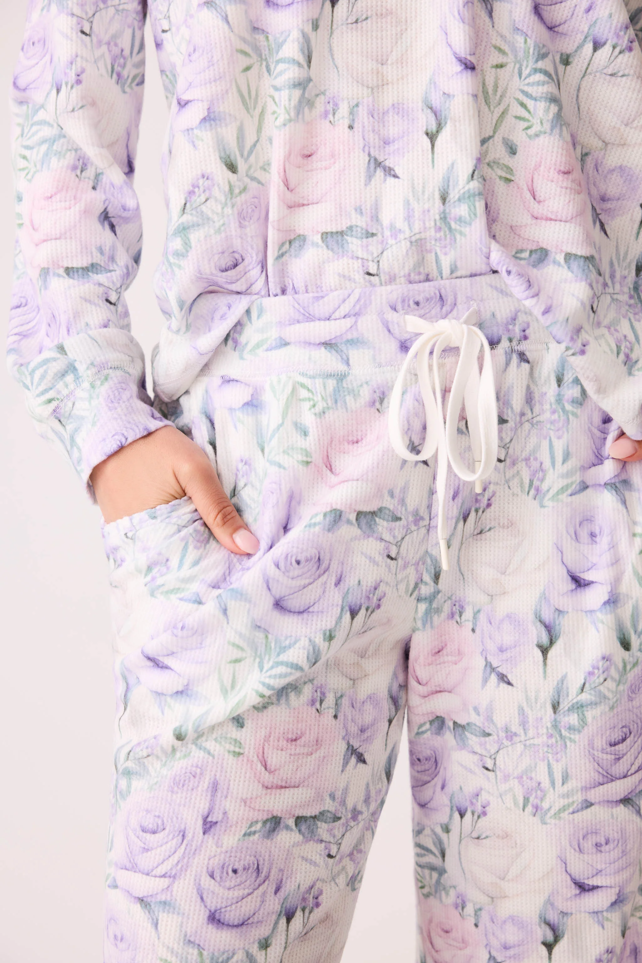 Violet Rose Floral Waffle Thermal Pants - Image 2
