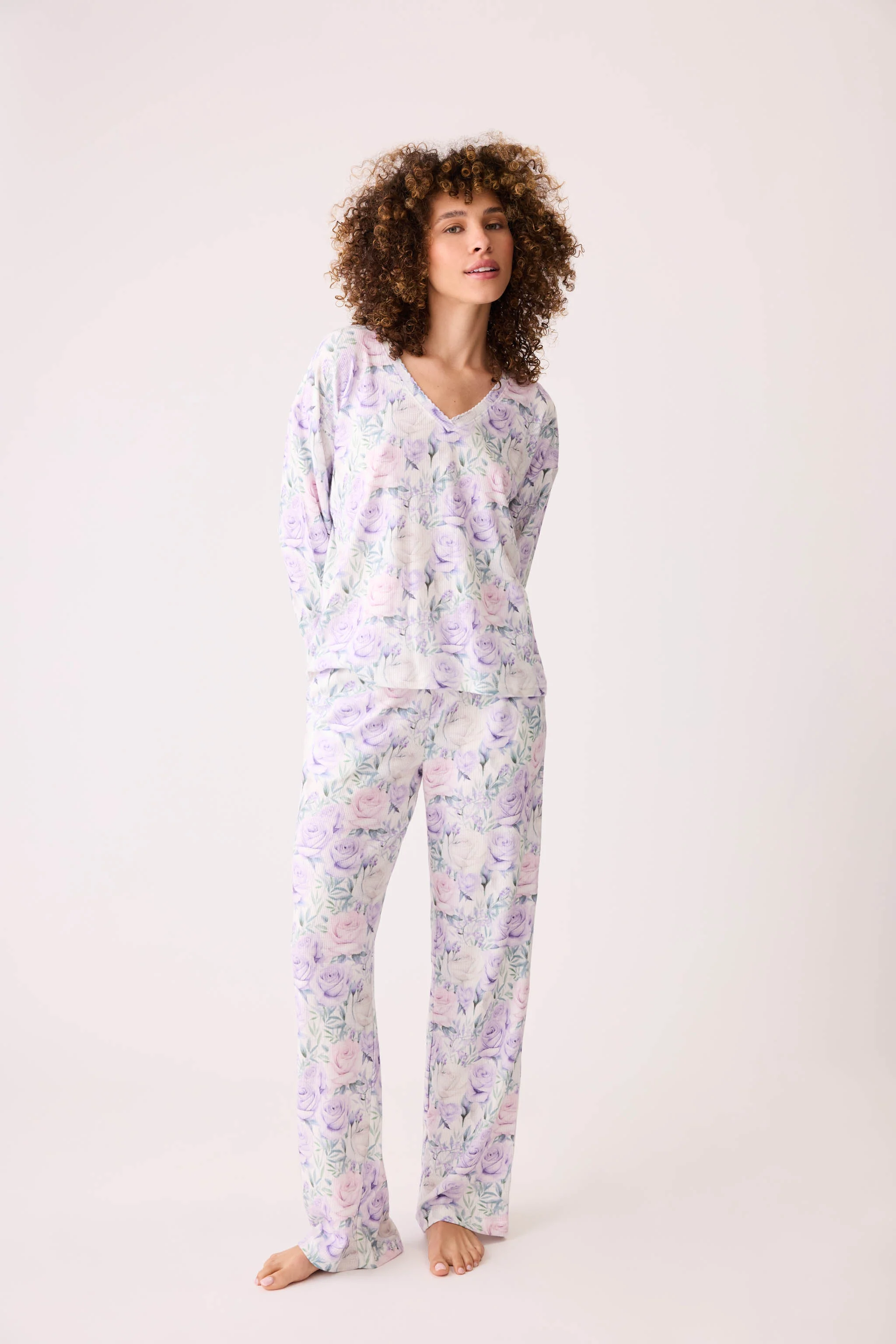 Violet Rose Floral Waffle Thermal Pants - Image 4
