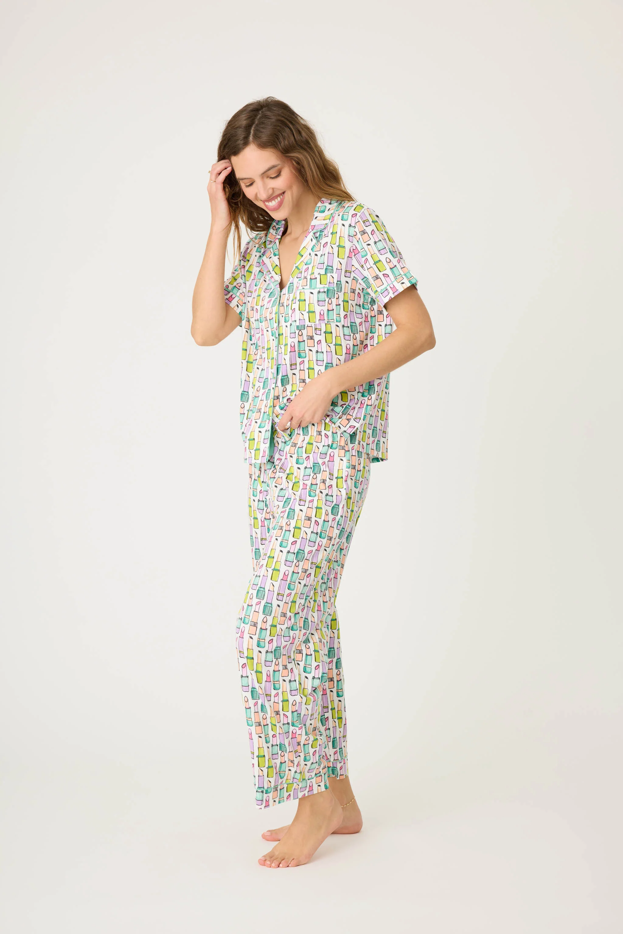 Whimsy Lipstick Cropped PJ Set - Image 6